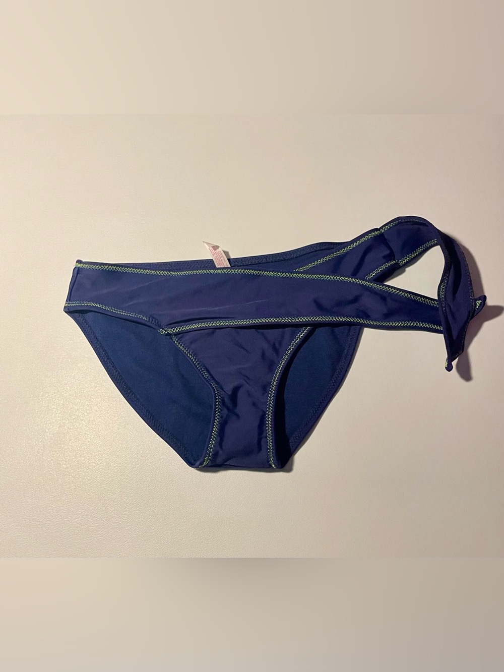 NWOT SO Blue Wrap Tie Bikini Bottom Neon Stitching XS